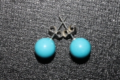 3 pairs of turquoise rec. earsticks bead 8 mm Sterling-silver