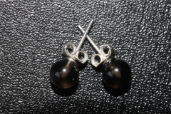 3 pairs of smoky quartz earsticks bead 6mm Sterling-silver