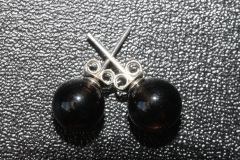 3 pairs of smoky quartz earsticks bead 8mm Sterling-silver