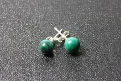 3 pairs of malachite earsticks bead 6mm Sterling-silver