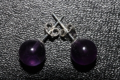 3 pairs of amethyst earsticks 8mm ball Sterling-silver