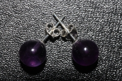 3Paar Amethyst Ohrstecker 8mm Kugel 925er Silber