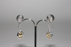 Citrine earrings face oval approx. 12x9mm Sterling-silver