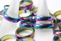 Set of 100 hematite rings 6mm rainbow