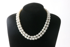 Double chain SW. cultured pearl approx. 12mm/45cm white