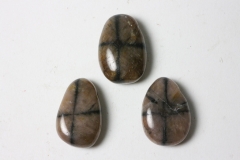 Set of 5 chiastolite tumbled stones drilled