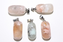 Set of 5 flower agate tumbled stones with eyelet