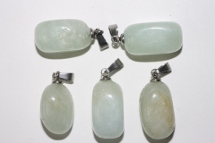 Set of 5 aquamarine tumbled stones with eyelet