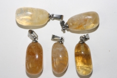 Set of 5 citrine tumbled stones with eyelet