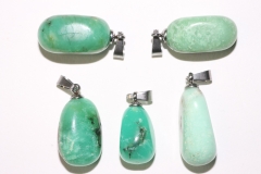 Set of 5 chrysoprase tumbled stones with eyelet