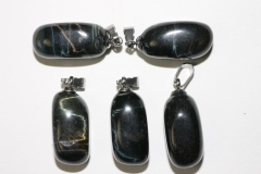 Set of 5 falcon eye tumbled stones with eyelet