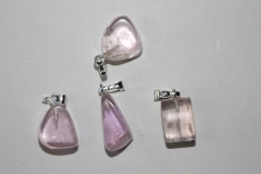 Kunzite B (spodumene) tumbled stone with eyelet