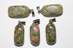 Set of 5 Unakite tumbled stones with eyelet