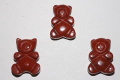 Set of 3 bears for leather strap, red jasper