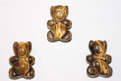 Set of 3 bears for leather strap, tigers eye