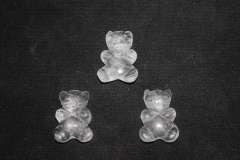 Set of 3 bears for leather strap, rock crystal