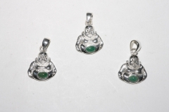 Buddha pendant emerald cab. 925 silver