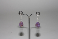 Charoite earrings free-form sterling-silver