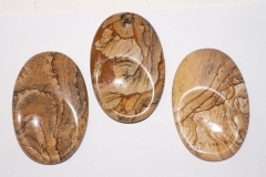 Set of 3 landscape jasper thumb stones 60x40mm