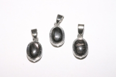 3pcs. Silver obsidian pendant oval approx. 6x8mm