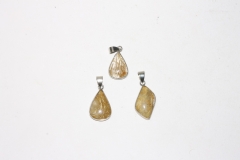 3pcs. Rutilated quartz pendant various shapes approx. 18mm