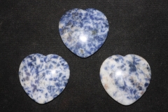 Set of 3 heart thumb stones sodalite 40X40mm