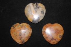 Set of 3 Heart Thumb Stones Crazy Lace Agate 40X40mm