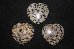 Set of 3 heart thumb stones Dalm. Jasper 40X40mm