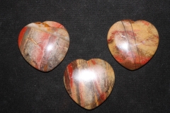 Set of 3 heart thumb stones colored jasper 40X40mm
