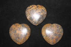 Set of 3 heart thumb stones leopard jasper 40X40mm