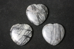 Set of 3 heart thumb stones Picasso jasper 40X40mm