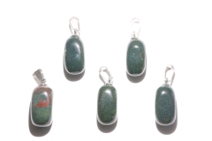 Set of 5 heliotrope tumbled stones with eyelet