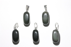 Set of 5 rainbow Obsidian tumbled stone with eyelet