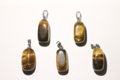 Set of 5 tiger eye tumbled stones with eyelet