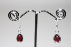 Garnet earrings drop Sterling-silver