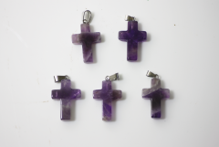 5St. Amethyst Kreuzanhänger mit Öse