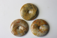 Set of 3 crazy lace agate 40mm donuts