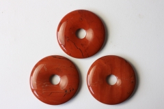 Set of 3 red jasper 40mm donuts