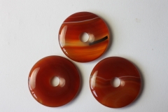 Set of 3 carnelian 40mm donuts