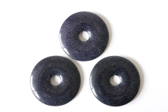 Set of 3 blue sandstone synth. 40mm donuts
