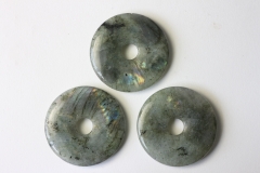 Set of 3 labradorite 40mm donuts