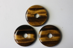 Set of 3 tigers eye gold 40mm donuts