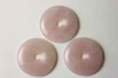 Set of 3 rose quartz 50mm donuts