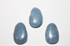 Set of 5 Angelite tumbled stones drilled