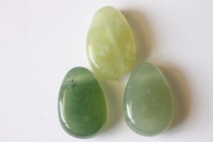 Set of 5 drilled Chinese jade tumbled stones