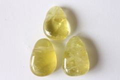 Set of 5 drilled Lemmon quartz tumbled stones