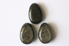 Set of 5 drilled gold obsidian tumbled stones