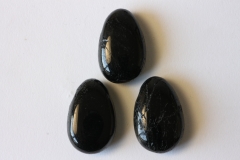 Set of 5 Schörl (black tourmaline) tumbled stone drilled