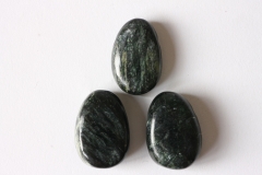 Set of 5 drilled Seraphinite tumbled stones