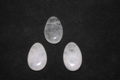 Set of 5 drilled snow quartz tumbled stones
